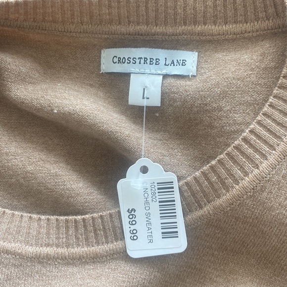 NWT Tan Long Sleeve Crewneck Knit Tan Cinched Sweater M L - Picture 8 of 8